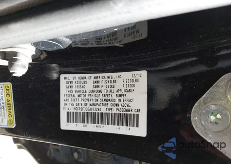 2013 Honda Accord Lx z USA, uszkodzony, nr VIN 1HGCR2F33DA072280